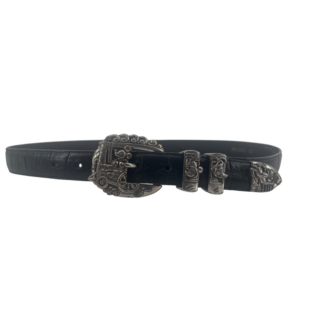 Vintage Brighton X Disney Belt Womens 30 Black Leather Mickey Mouse Donald Pluto